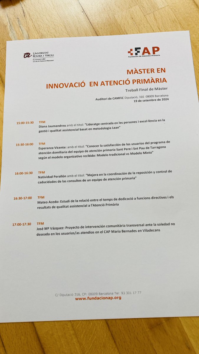 faprimaria's tweet photo. En unos momentos comienzan las presentaciones de los TFM del Máster en Innovación en Atención Primaria (#MIAP).
Todo está listo, ¡mucha suerte a tod@s! 💪🎓 #Innovación #Salud #AtenciónPrimaria https://t.co/zaeJ2CcnSe