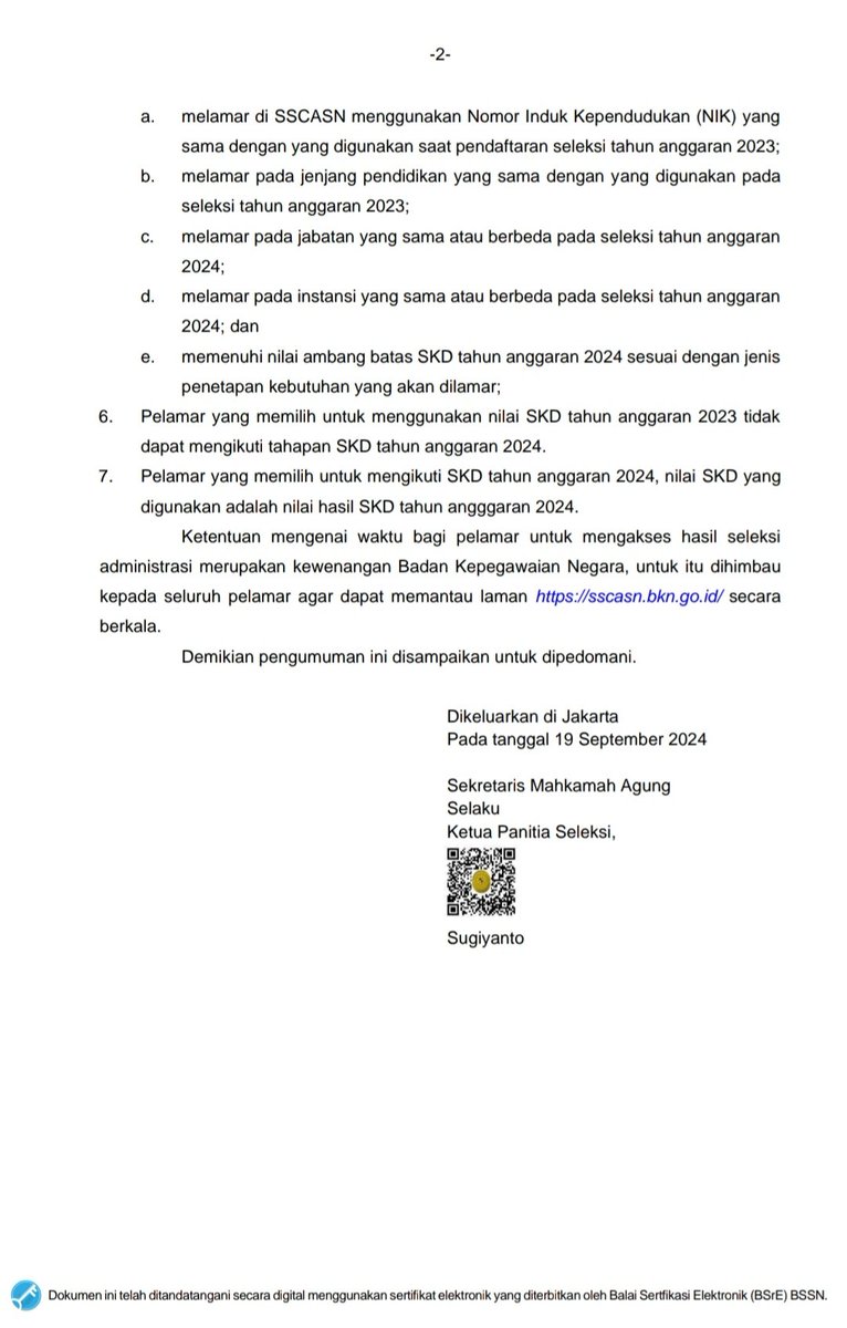 Rekrutmen CASN Mahkamah Agung RI tweet media