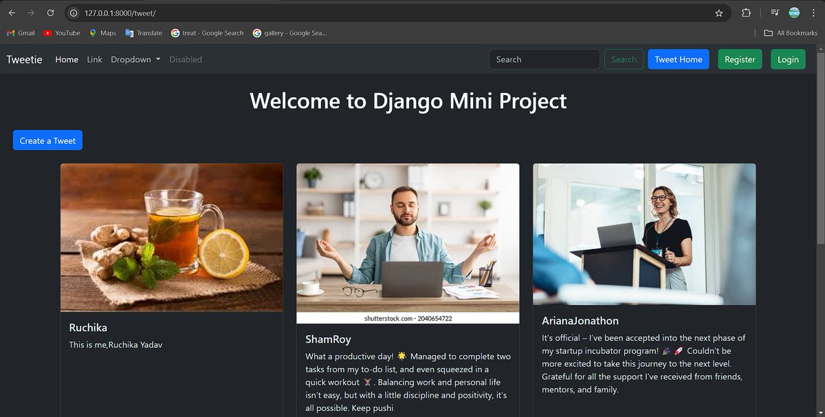 12_Ruchikayadav's tweet image. Day 19-21 of #50DaysOfCode 🚀
Completed a Django mini project with CRUD ops &amp;amp; user auth! 🔒
Users can create, edit, or delete their own tweets, but can&apos;t touch anyone else&apos;s
All thanks to  @Hiteshdotcom sir
Not focusing on the UI part too much or Should I focus on the UI too 🤔💻