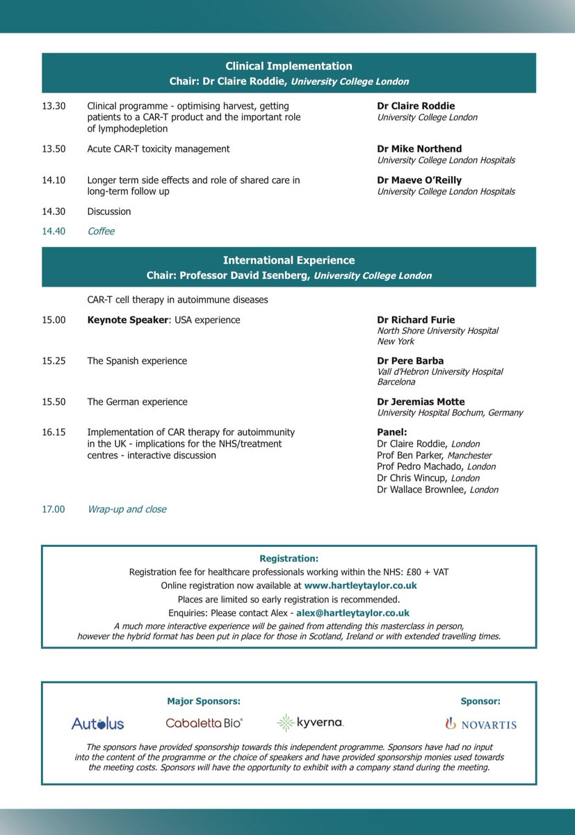 Pedro Machado (@pedrommcmachado) on Twitter photo CAR T in Autoimmune Disease Conference | London, Friday, 27Sep24 | Last places available | Book now | hartleytaylor.co.uk/cark-registrat… | <a href="/UCL_QS_CNMD/">UCL_QS_CNMD</a> <a href="/RheumTrialsUCL/">UCL Rheumatology</a> <a href="/UCLBrainScience/">UCL Brain Sciences</a> <a href="/uclmedsci/">UCL Faculty of Medical Sciences</a> <a href="/uclh/">UCLH</a> <a href="/RheumatologyUK/">BSR</a> CAR T in Autoimmune Disease Conference | London, Friday, 27Sep24 | Last places available | Book now | hartleytaylor.co.uk/cark-registrat… | <a href="/UCL_QS_CNMD/">UCL_QS_CNMD</a> <a href="/RheumTrialsUCL/">UCL Rheumatology</a> <a href="/UCLBrainScience/">UCL Brain Sciences</a> <a href="/uclmedsci/">UCL Faculty of Medical Sciences</a> <a href="/uclh/">UCLH</a> <a href="/RheumatologyUK/">BSR</a>