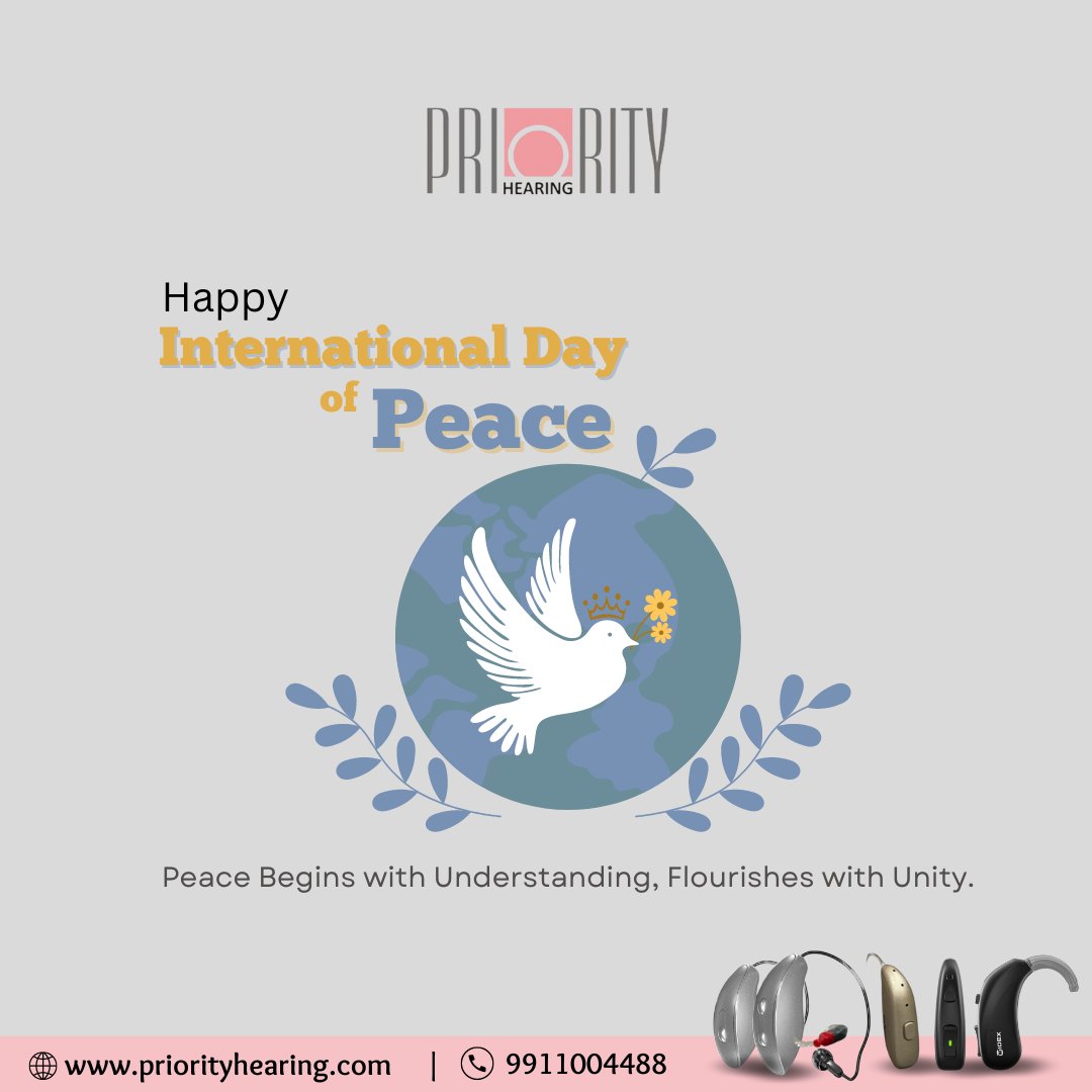 PriorityPHC's tweet image. On this International Day of Peace, let&apos;s come together to listen, understand, and embrace harmony. 🌿✨ 

#WorldPeaceDay #ChoosePeace #HarmonyForAll #PriorityHearing #HearingAids #HearingHealth #HearingMatters #HearingProblem