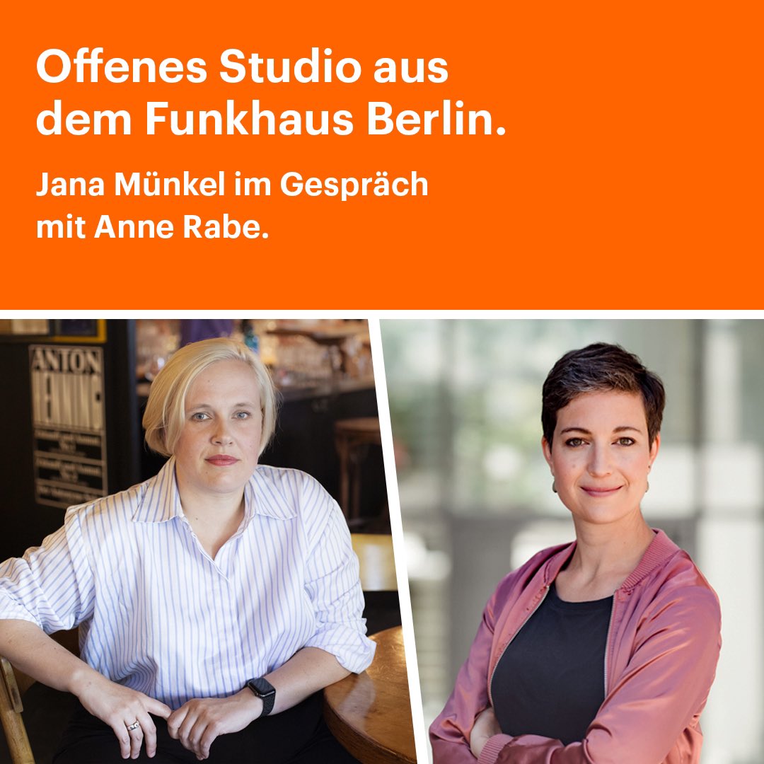 Jana Münkel (@jana_klaro) on Twitter photo Freue mich auf @AnneRabe2 und Sie, liebe Hörer:innen! Heut senden wir aus dem Offenen Studio im <a href="/dlfkultur/">Deutschlandfunk Kultur</a> - mit Livestream, Livechat, Liveradio. Ab kurz vor 12 hier:
deutschlandradio.de/studio-9-der-t… Freue mich auf @AnneRabe2 und Sie, liebe Hörer:innen! Heut senden wir aus dem Offenen Studio im <a href="/dlfkultur/">Deutschlandfunk Kultur</a> - mit Livestream, Livechat, Liveradio. Ab kurz vor 12 hier:
deutschlandradio.de/studio-9-der-t…