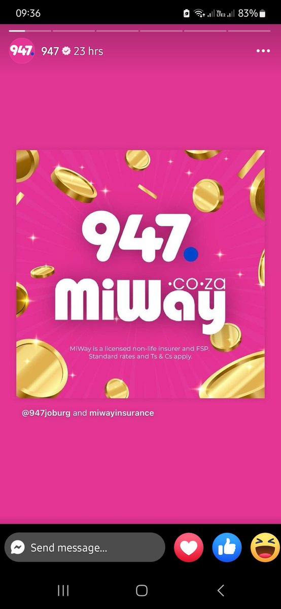 Tarryn_Lambie's tweet image. #MiWayToAMillionOn947 #MoveForValue #LiveYourWay

@Anele @AneleAndTheClub @947 @miwayinsurance