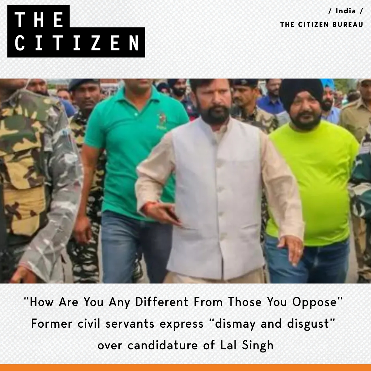 TheCitizen_in's tweet image. The nomination of Chaudhary Lal Singh as a candidate shows that the rhetoric of bringing in a more value-based politics is both hollow and hypocritical”- former civil servants

READ HERE: shorturl.at/g4VCU 

#ChaudharyLalSingh #PoliticalHypocrisy #Election2024