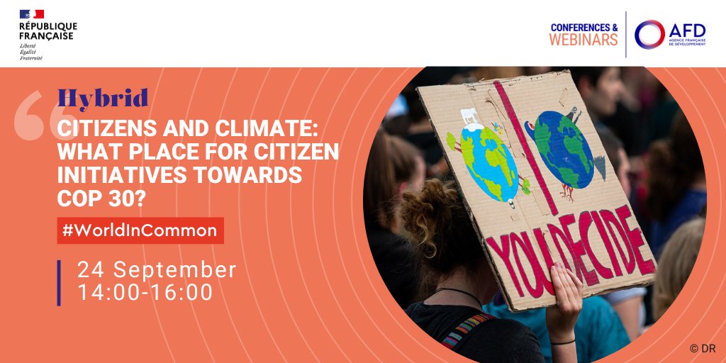 AFD_en 🇫🇷 🇪🇺 (@afd_en) on Twitter photo ❓What place for citizen initiatives on the road to #COP30?
📆Join us on 24/09 to discuss citizen participation practices with experts, highlight limitations & paths for improvement & discover our recent collaboration with <a href="/Int_IDEA/">International IDEA</a>.
To register👉bit.ly/4djyztS ❓What place for citizen initiatives on the road to #COP30?
📆Join us on 24/09 to discuss citizen participation practices with experts, highlight limitations & paths for improvement & discover our recent collaboration with <a href="/Int_IDEA/">International IDEA</a>.
To register👉bit.ly/4djyztS