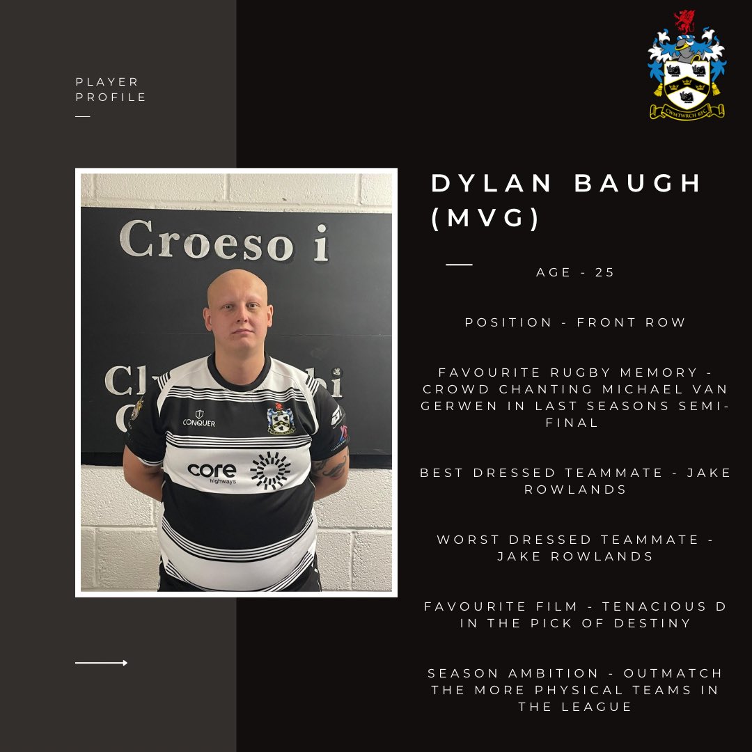 CWMTWRCHRFC's tweet image. ✨PLAYER PROFILE✨

Kicking off your Thursday with a player profile from Dylan Baugh⚫️⚪️

Next game: 21.09.24 @ 2:30pm vs Cwmgwrach (H)

#FelUn
#PlayerProfile