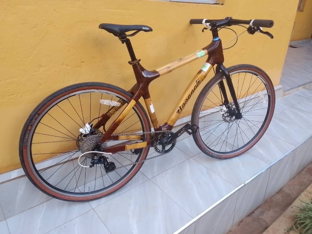 IsaPiusBrax's tweet photo. #BambooBikeExpedition Update!
The bamboo bikeπ΄ββοΈ is now complete
Next step: adding the solar panels and power station to get it fully ready.
Stay tuned as weβll be releasing the expedition dates very soon
#Sustainability
#SolarPower
#ClimateAction
#Solarpunk
#SolarpunkUganda https://t.co/TFWM3JmENd