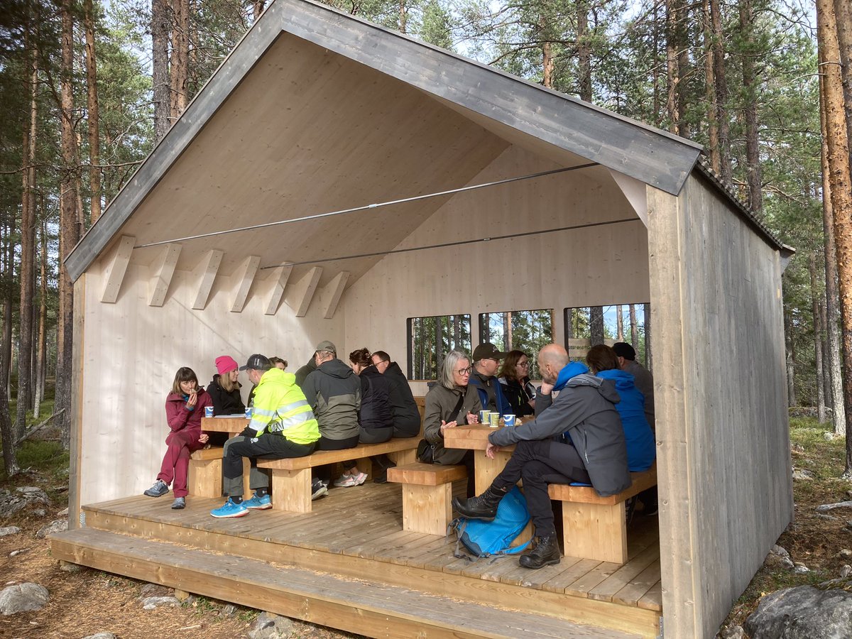 AlaxSLU's tweet photo. Träffade på en stor version av raggbock igår i Berga kunskapsskog under mötet med Västerbottens regionala skogsprogram. Fint och luftigt fikaställe byggt i träprodukter från #Martinsson i Bygdsiljum. https://t.co/xNDHKaaLVJ