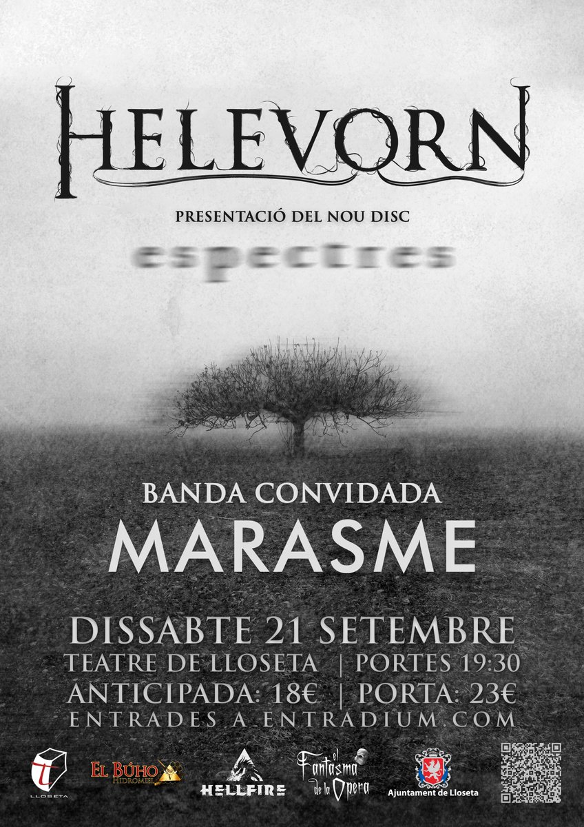 ¡¡Es este sábado ya!! Los históricos <a href="/helevornband/">Helevorn</a> presentando en directo Espectres junto a Marasme. Los tickets siguen en <a href="/entradium/">entradium</a>: entradium.com/events/helevor…