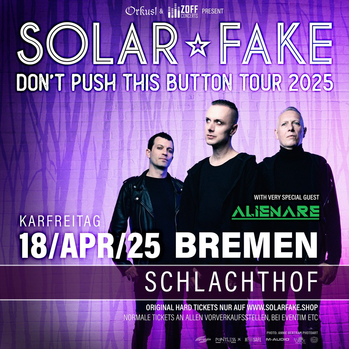 _shadowplay's tweet photo. DIE TOUR GEHT WEITER - SOLAR FAKE IN BREMEN 2025 !!!

18.04.2025, DPTB-Tour 2025, Schlachthof, Bremen, Special Guest: Alienare

VVK-Start: 20.09.2024, 12.00

#shadowplay #shadowplayev #shadowplay_ev #SolarFake #dptb #dptbtour #bremen #schlachthof https://t.co/nHnTNpF5MM