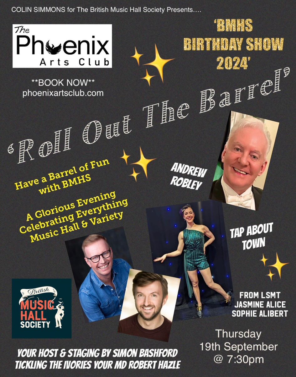 Tonight's the night! Come and celebrate our 61st birthday with us  at the Phoenix Arts Club on Charing Cross Road. See our website for full details and tickets. #musichall