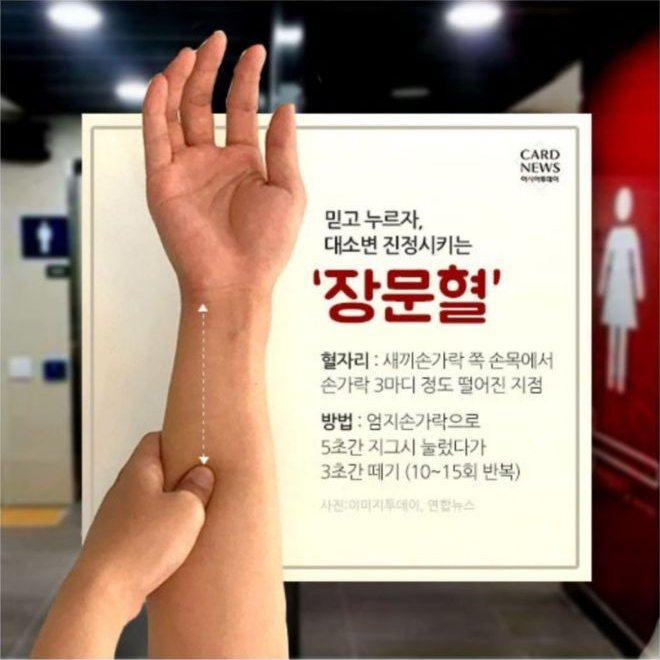 맞아 근데 예전에 본 급하게 배 아플때 참는 방법 으로 장문혈 누르기 이거는 진짜.....진짜..... 괜찮았음.
과민성 대장증후군에게 정말 도움되는 방법이었음. 몇 번이나 나를 도와줬어 이건 기억해주라