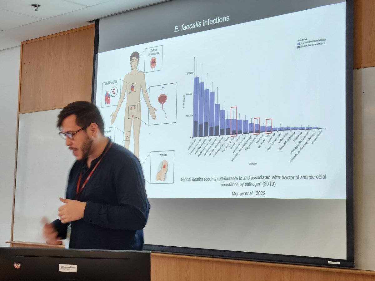 Sept 2024 #SGBUG! <a href="/RonniAnderson/">Ronni da Silva</a> from <a href="/KimInGeneva/">Kimberly Kline 🏔</a> lab sharing about his work on how Enterococcus faecalis interacts with host immune cells! <a href="/SCELSE_SG/">SCELSE</a>