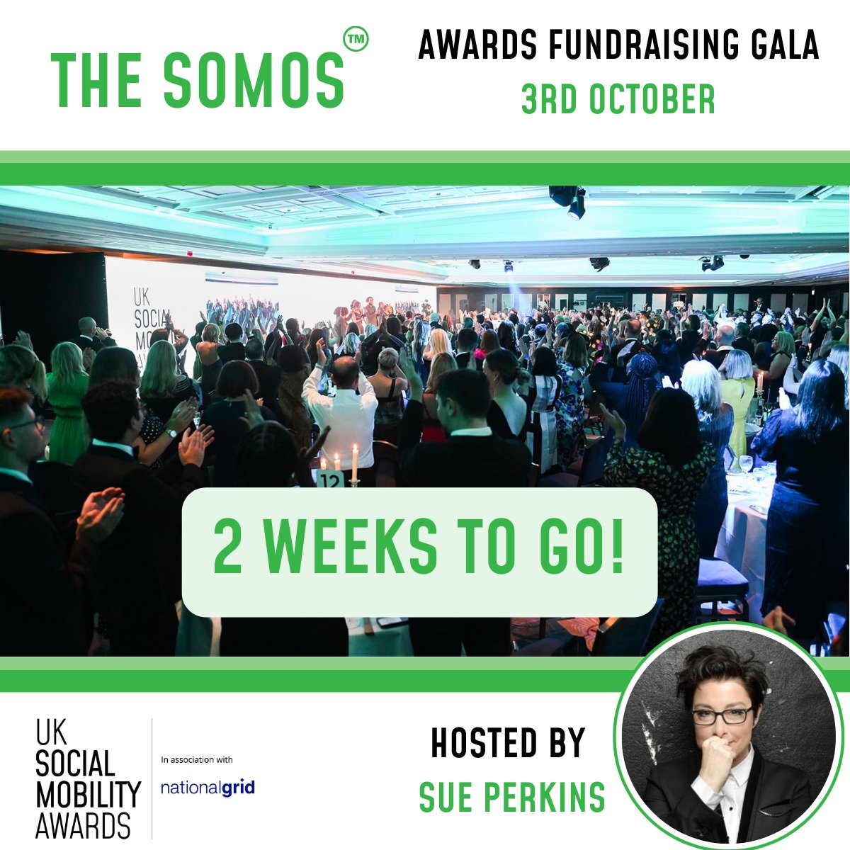 🗓 TWO WEEKS TODAY! 🗓 

On 3rd October we'll be hosting our eighth SOMOs Fundraising Gala, presented by comedian <a href="/sueperkins/">Sue Perkins 💙</a> 

We're so excited for a night of celebration, networking, insights and inspiration!

▶ Check out this year's finalists: somo.uk/2024-finalists/