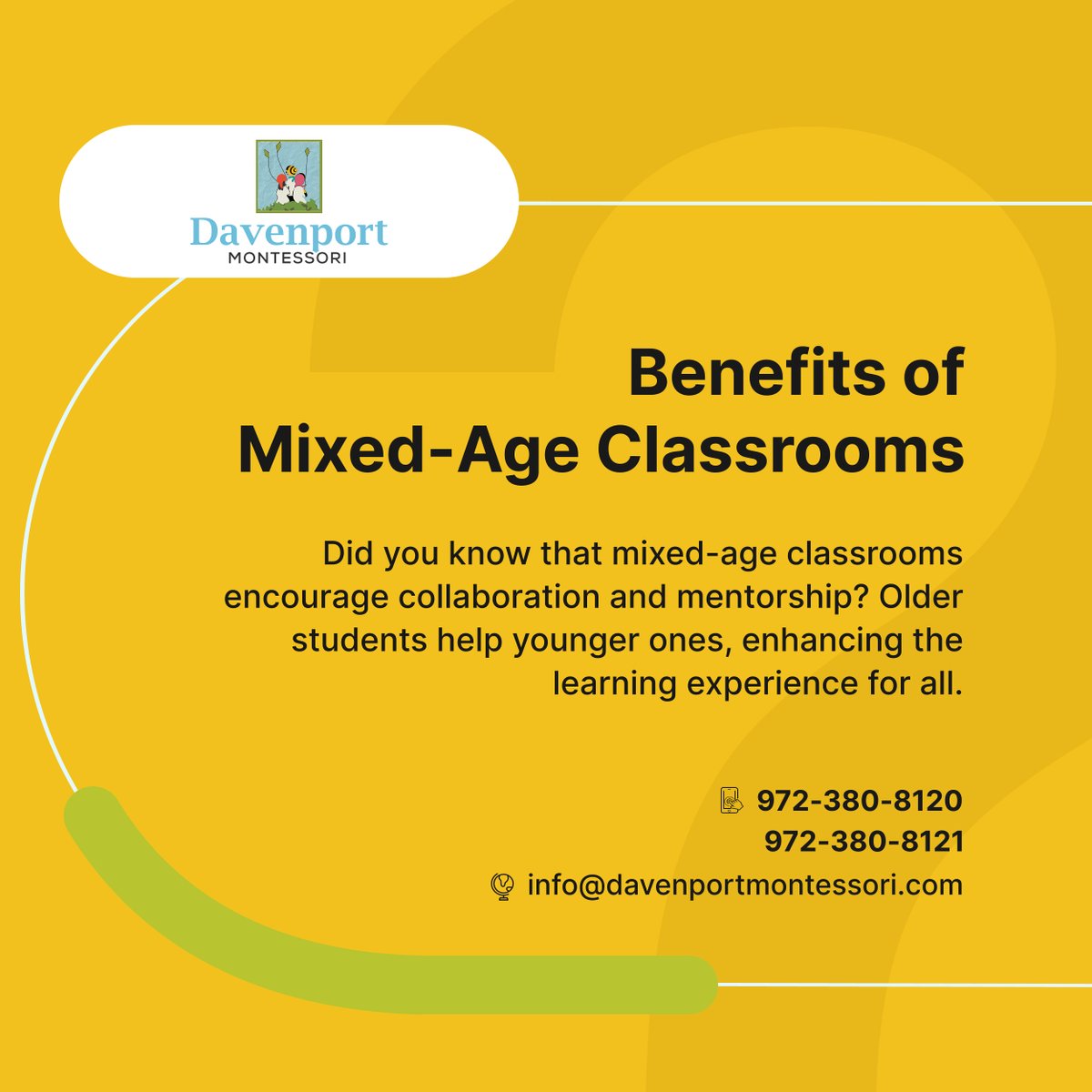DavenportMont_'s tweet image. Learn the benefits of mixed-age classrooms! Discover how this unique approach enhances learning and fosters community. 

#DayCare #DallasTX #MixedAgeLearning