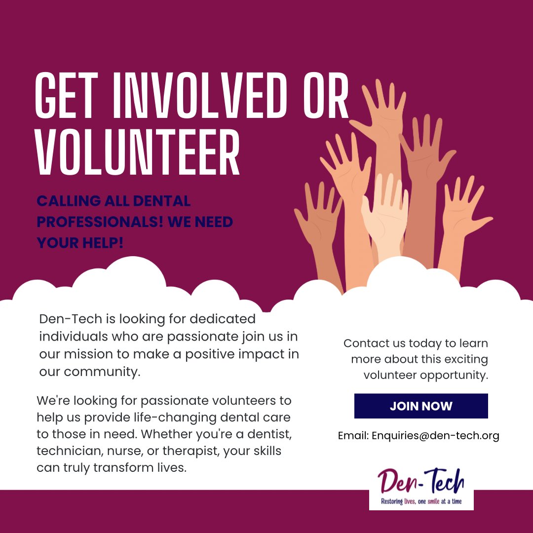🦷 Join us today to be part of this life-changing mission: drop us an email - Enquiries@den-tech.org