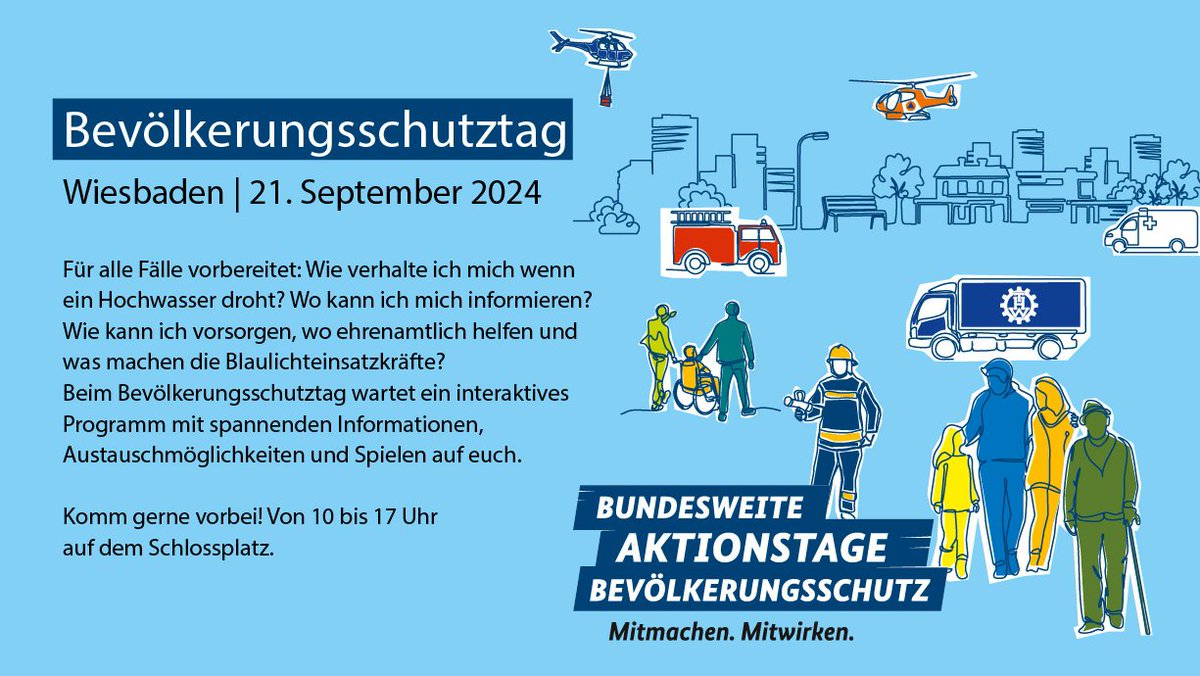 HLNUG (@hlnug_hessen) on Twitter photo Bald ist es soweit: Am 21. September findet der #TagdesBevölkerungsschutzes in #Wiesbaden statt! 🚨⚠️ Kommt vorbei und informiert euch u.a. zu #Hochwasserschutz & -vorsorge. 🌊📊 Auch wir sind dabei und stellen mit <a href="/UmweltHessen/">Ministerium für Landwirtschaft und Umwelt Hessen</a> unser #Hochwasserportal vor. Wir freuen uns! Bald ist es soweit: Am 21. September findet der #TagdesBevölkerungsschutzes in #Wiesbaden statt! 🚨⚠️ Kommt vorbei und informiert euch u.a. zu #Hochwasserschutz & -vorsorge. 🌊📊 Auch wir sind dabei und stellen mit <a href="/UmweltHessen/">Ministerium für Landwirtschaft und Umwelt Hessen</a> unser #Hochwasserportal vor. Wir freuen uns!