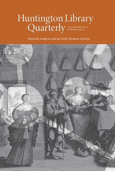 I'm so excited that the first article I wrote - about networks in TC's final months - is now out with Huntington Library Quarterly, and honoured to be among so many amazing scholars in this special issue, 'Network Analysis and the Early Modern Archive' muse.jhu.edu/issue/53153