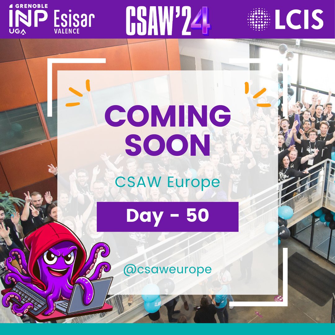 🎉 The clock is   ticking! Only 50 days to go until the competition final in Valence!  The CSAW competition is fast approaching! 💻 But seriously, have you started training your   neurons to meet the challenges of cybersecurity? 💡 Stay tuned at this event! 

#CSAW_EUROPE
