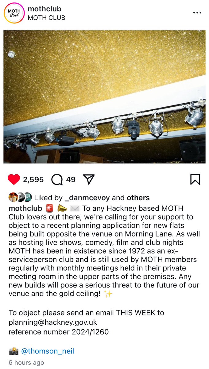 Nath Brudenell (@nath_brudenell) on Twitter photo This is yet another example of why ‘Agent of Change’ principle needs to be brought into planning policy.
<a href="/Moth_Club/">MothClub</a> having to fight, like a lot of other spaces at the moment.
When will we actually commit to protecting our valuable cultural spaces?
<a href="/UKgovcomms/">Government Communication Service</a> <a href="/DCMS/">Department for Culture, Media and Sport</a> <a href="/lisanandy/">Lisa Nandy MP</a> This is yet another example of why ‘Agent of Change’ principle needs to be brought into planning policy.
<a href="/Moth_Club/">MothClub</a> having to fight, like a lot of other spaces at the moment.
When will we actually commit to protecting our valuable cultural spaces?
<a href="/UKgovcomms/">Government Communication Service</a> <a href="/DCMS/">Department for Culture, Media and Sport</a> <a href="/lisanandy/">Lisa Nandy MP</a>