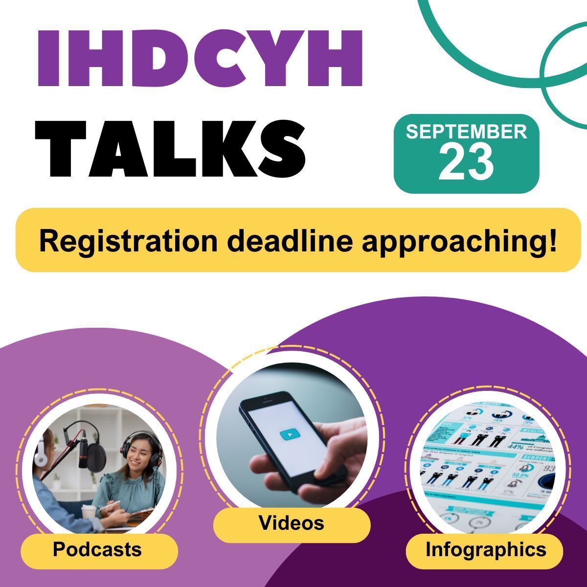 CIHR_IHDCYH's tweet image. Thanks to everyone who has registered for the 2024 #IHDCYHTalks competition so far! Check your inbox for your submission instructions! 

Didn’t register yet? You have until September 23! 

buff.ly/3WxZ8WJ
