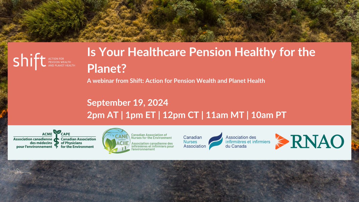 RNAO's tweet photo. 🚨ONTARIANS: #ClimateCrisis is the greatest health threat we face.

Join us today at 1 p.m. ET & learn about how to use the power of your health-care pension for #ClimateAction.

We invite members of the #OntMedia to join us: https://t.co/QM3tFshAtL

@DorisGrinspun @ONEIGrnao @ActionShift @canadanurses @CAPE_ACME @CANE_ACIIE
