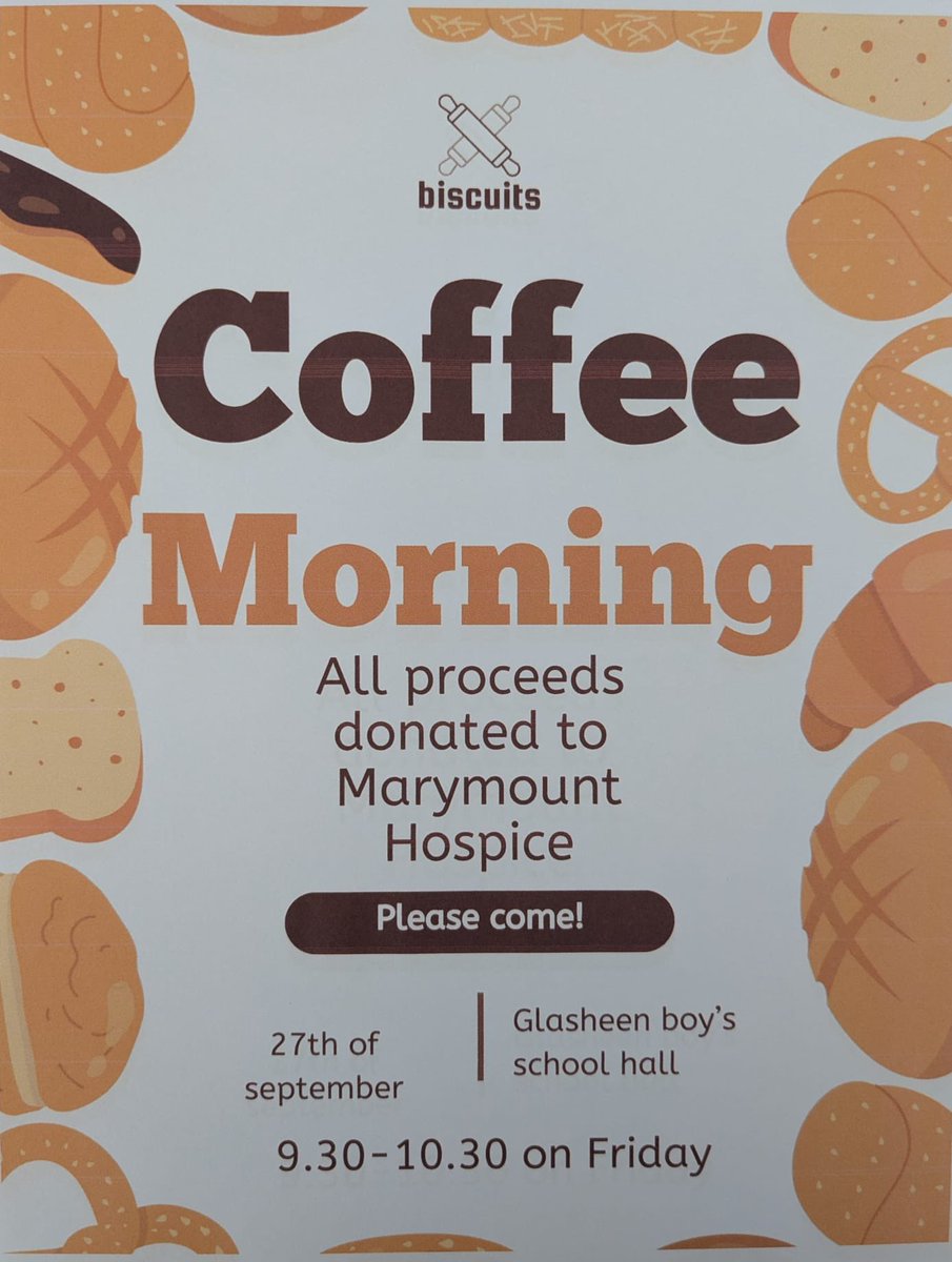 Glasheen Boys School (@glasheenboys) on Twitter photo Next Friday, September 27th, we’ll be hosting a Coffee Morning in the Halla between 9.30 and 10.30.
All proceeds raised will go to <a href="/marymountcork/">Marymount Hospice</a>.
All are welcome, hope to see you there!!! ☕️ 🍰 🧁 Next Friday, September 27th, we’ll be hosting a Coffee Morning in the Halla between 9.30 and 10.30.
All proceeds raised will go to <a href="/marymountcork/">Marymount Hospice</a>.
All are welcome, hope to see you there!!! ☕️ 🍰 🧁
