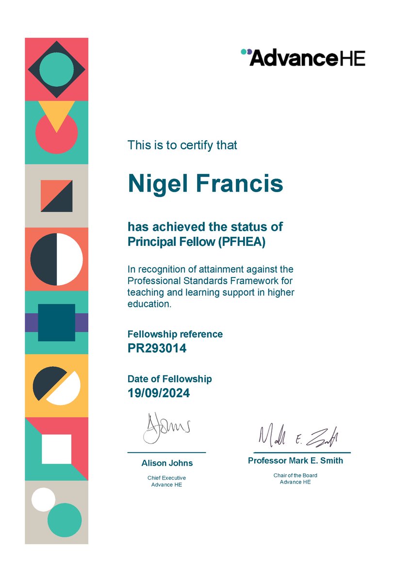 Nigel Francis ๐ด๓ ง๓ ข๓ ท๓ ฌ๓ ณ๓ ฟ๐บ๐ฆ (@nige1980) on Twitter photo Humbled to receive this today. Thanks <a href="/DocWithTheSocs/">Prof. Ian Turner ๐ฒ๐</a> <a href="/dave_thesmith/">David Smith</a> <a href="/sm_rutherford/">Steve Rutherford</a> and @sjones120 for your advocacy and mentorship. Colleagues past and present, couldnโt have achieved this without you all! Also <a href="/LTAcademyCU/">Cardiff Learning and Teaching Academy</a> for supporting and funding the application. Humbled to receive this today. Thanks <a href="/DocWithTheSocs/">Prof. Ian Turner ๐ฒ๐</a> <a href="/dave_thesmith/">David Smith</a> <a href="/sm_rutherford/">Steve Rutherford</a> and @sjones120 for your advocacy and mentorship. Colleagues past and present, couldnโt have achieved this without you all! Also <a href="/LTAcademyCU/">Cardiff Learning and Teaching Academy</a> for supporting and funding the application.