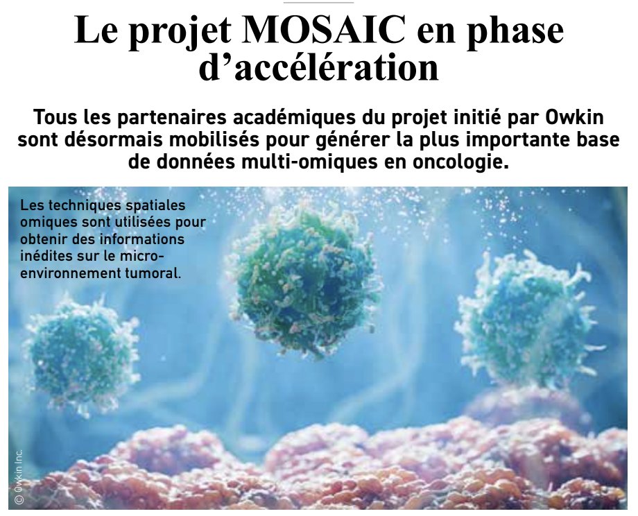 📰 Check out MOSAIC in this month’s issue of Pharmaceutiques Magazine!

We believe that the convergence of large-scale #spatialomics data and #AI will power the next revolution in #cancerresearch.

Read more: pharmaceutiques.com/magazine-pharm…
