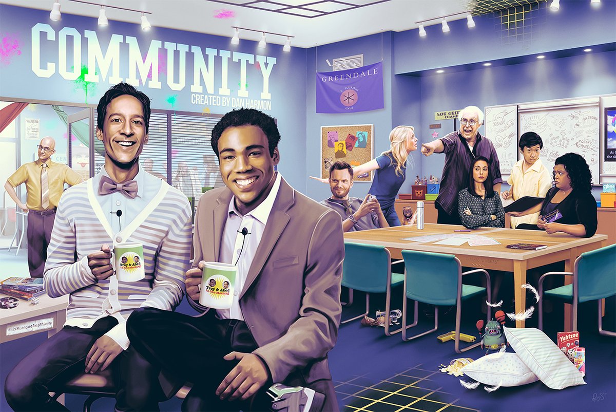 Troy and Abed in the mooooorning!
I know I'm late to the party...
But I can't resist congratulating all COMMUNITY fans for the 15th anniversary!
Poster art by me :) 
#sixseasonsandamovie
<a href="/CommunityTV/">Community</a> <a href="/peacock/">Peacock</a>