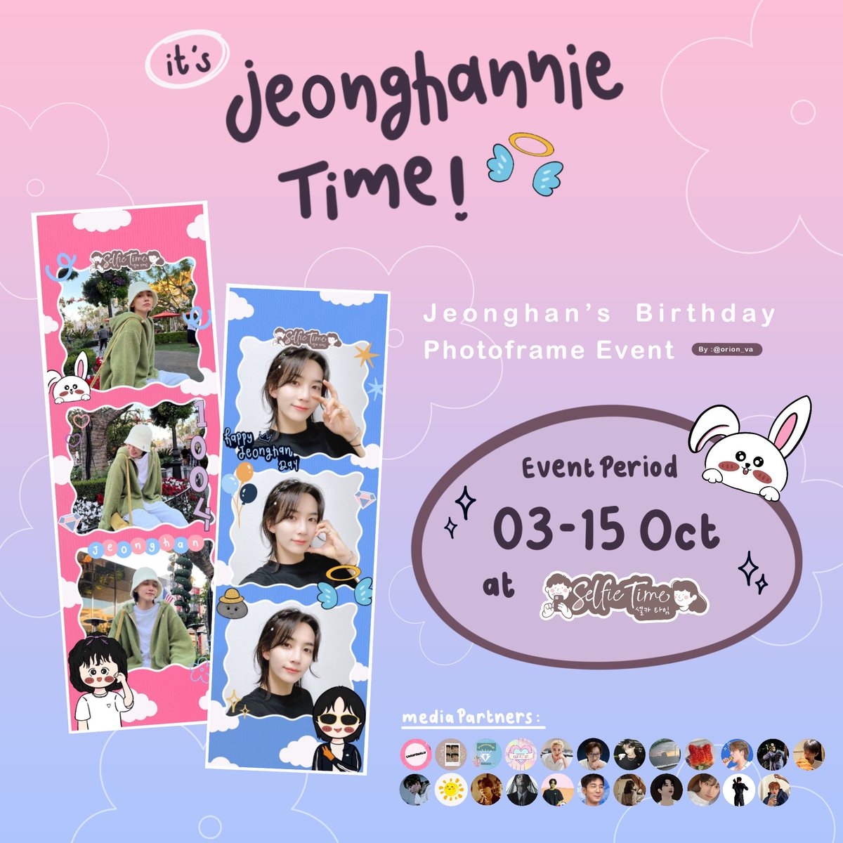 orion_va's tweet photo. 😇 Its Jeonghannie Time 😇
୨୧˚ Jeonghan's Birthday Photobooth by @orion_va ୨୧˚

🗓 03-15 October
📍 available at all @selfietimeid

༉ more detail on poster 

Please kindly tag me @orion_va if u use this frame and use #ItsJeonghannieTime 😉 https://t.co/9Xk1SxNeTM