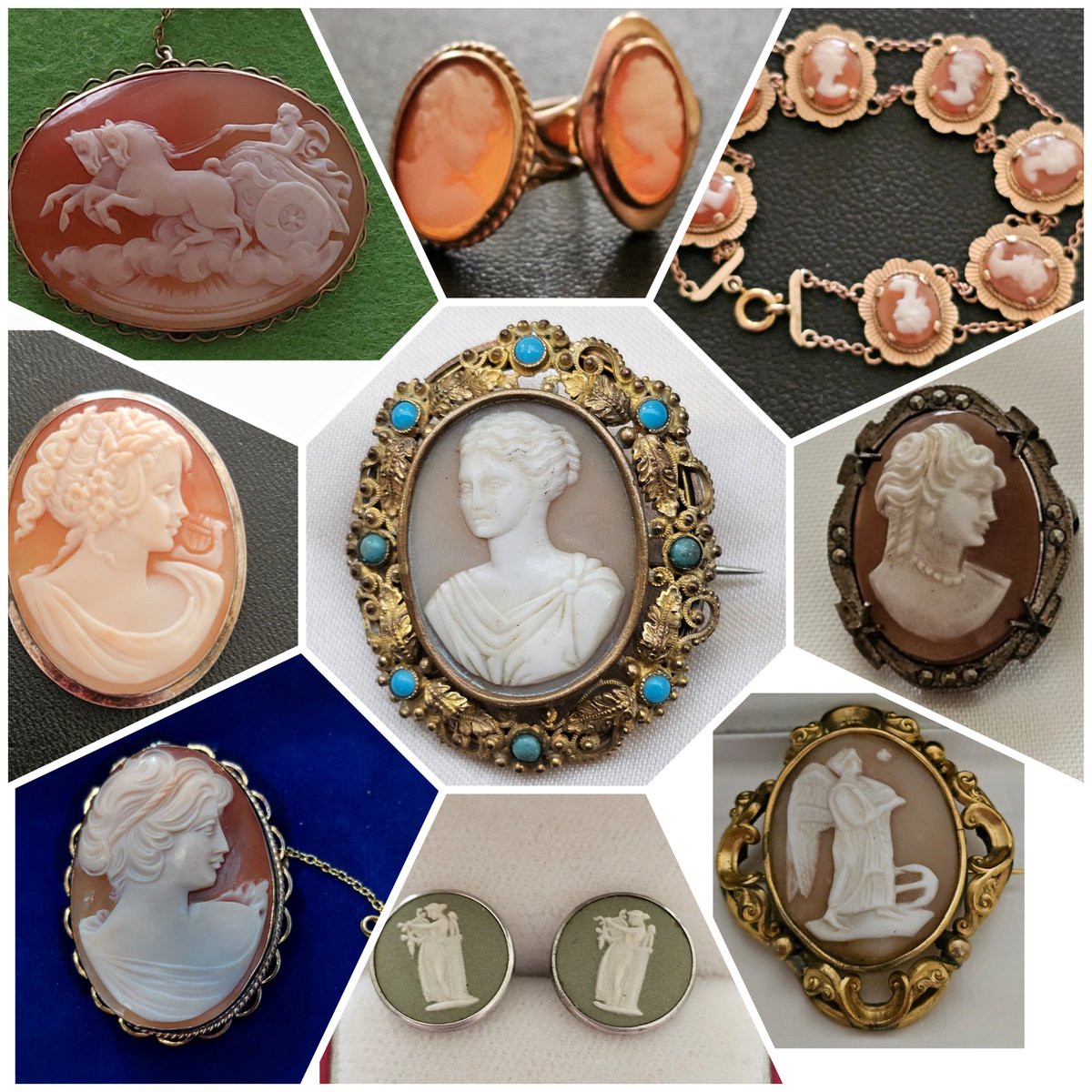 vintageusani's tweet photo. Alway in style. Fabulous hand craved cameos gold silver and pinchbeck view fri-sun @stgeorgesbelfast https://t.co/qn8SZprWgs