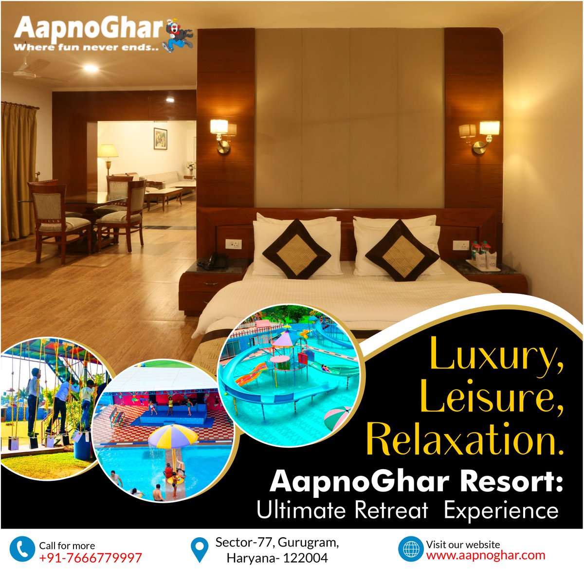 Experience the ultimate #relaxation experience at #aapnoghar #resort. Our luxurious amenities and serene ambiance will leave you #feeling refreshed and rejuvenated. Let go of your worries and embrace tranquility.
🌐aapnoghar.com📲7666779997 #tourism #tourists #FamilyFun