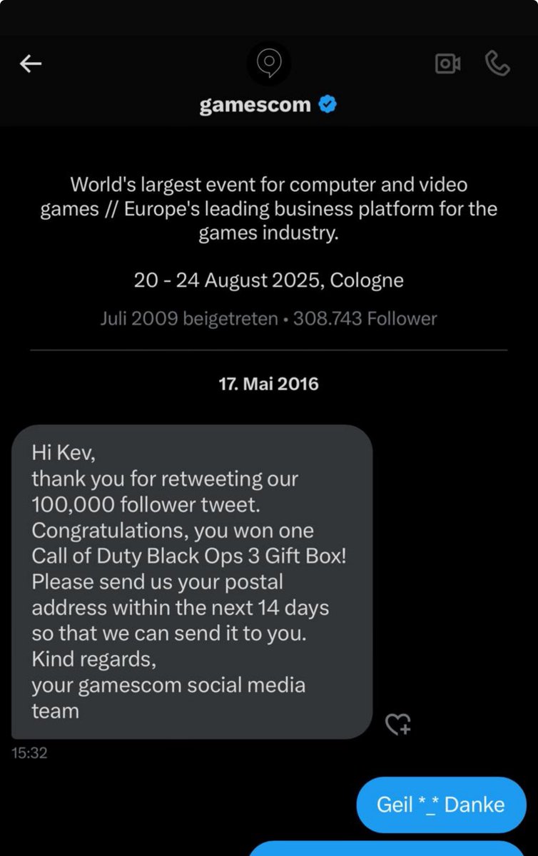 Kev9911's tweet photo. Werde nie vergessen wie ich 2016 von der GamesCom nie meinen Gewinn bekommen habe xD ⁦@gamescom⁩ https://t.co/CqT3Hpt3vg