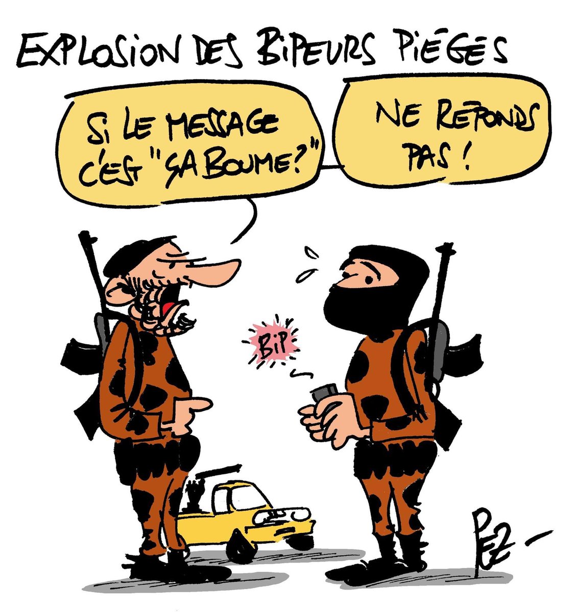 PEZdessinateur's tweet photo. #Liban #hezbollah #explosions #bipers #Israel #conflit #guerre #dessindepresse #dessin https://t.co/0s1vydhsmZ
