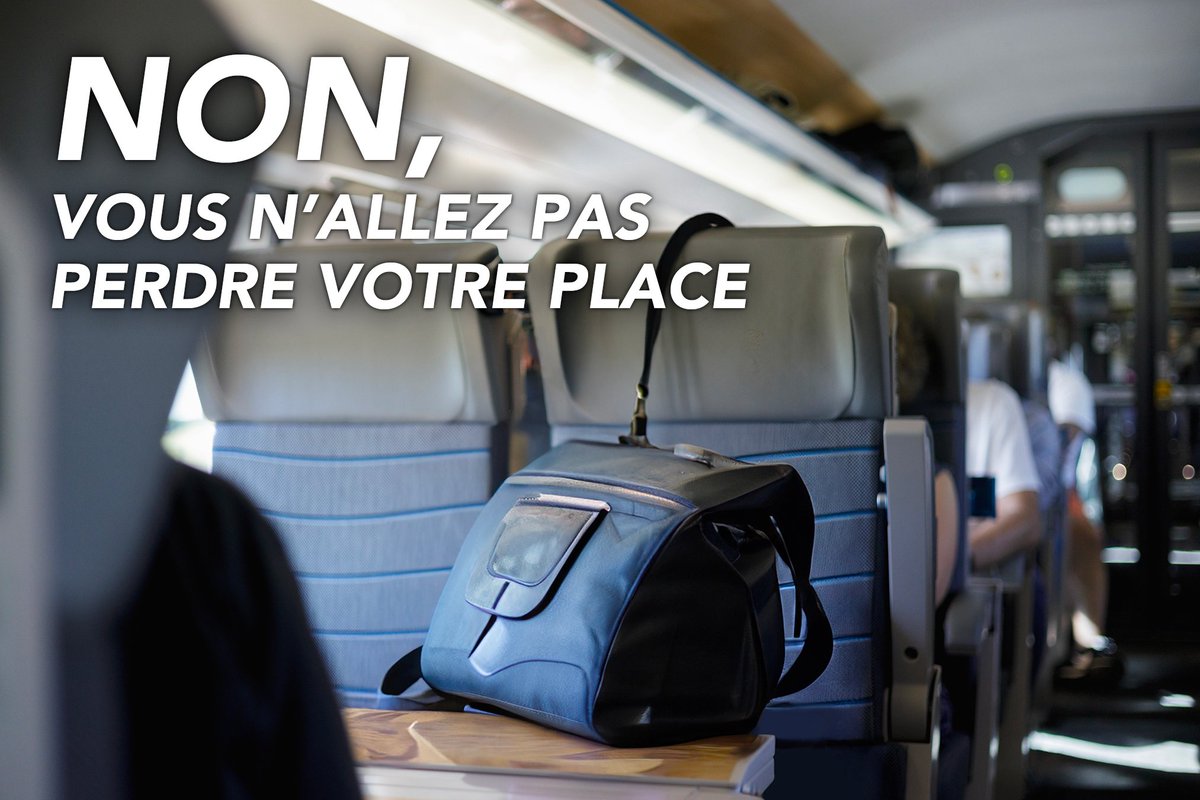 SNCF Voyageurs (@sncfvoyageurs) on Twitter photo Si je ne suis pas assis 15 minutes après le départ de mon train, je perds ma place ?
Non, c’est faux. Personne ne va perdre sa place !
Depuis toujours, au moment du départ, si le chef de bord constate que certains sièges sont vides (par exemple parce qu’un voyageur a raté son Si je ne suis pas assis 15 minutes après le départ de mon train, je perds ma place ?
Non, c’est faux. Personne ne va perdre sa place !
Depuis toujours, au moment du départ, si le chef de bord constate que certains sièges sont vides (par exemple parce qu’un voyageur a raté son
