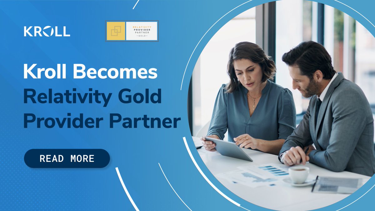 Kroll (@krollwire) on Twitter photo Kroll expands <a href="/RelativityHQ/">Relativity</a> partnership to deliver advanced data-led insights for compliance, investigations and across the litigation lifecycle: ms.spr.ly/6011mntZW
<a href="/RelativityFest/">#RelativityFest</a> #RelativityFest Kroll expands <a href="/RelativityHQ/">Relativity</a> partnership to deliver advanced data-led insights for compliance, investigations and across the litigation lifecycle: ms.spr.ly/6011mntZW
<a href="/RelativityFest/">#RelativityFest</a> #RelativityFest