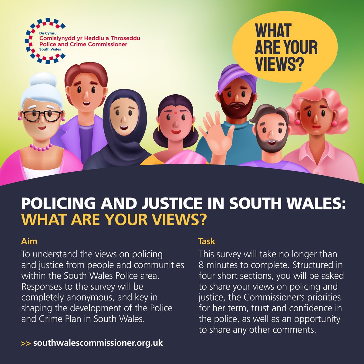 PCC Emma Wools needs your help! 😊

Take our survey to have your say on your South Wales Police 👮‍♂️👮

Share your thoughts here 👉 bit.ly/4cOcvHz