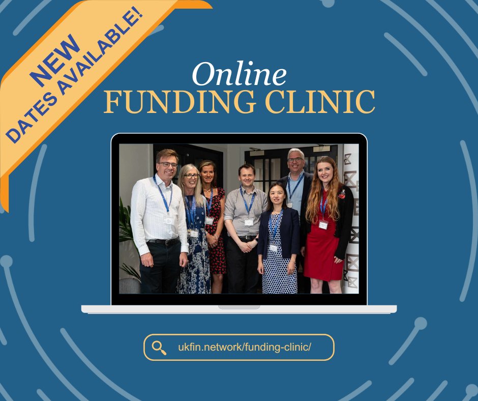 📢 We still have plenty of clinic dates this Autumn! 🍂 Our next funding deadline is Tuesday 12th November 2024, at 5 pm! Improve your chances of a successful application and visit our website to book 🔗 ukfin.network/funding-clinic/