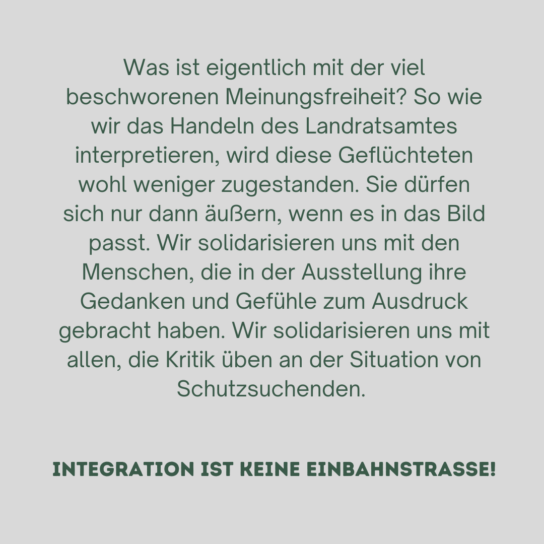 Unmut an der falschen Stelle - Zum Umgang des <a href="/LRAinPirna/">Landratsamt in Pirna</a> mit der Ausstellung "Es ist nicht leise in meinem Kopf". Stellungnahme in Zusammenarbeit mit der <a href="/AG_Asylsuchende/">AG Asylsuchende SOE e.V.</a>
akubiz.de/38-verein/news…