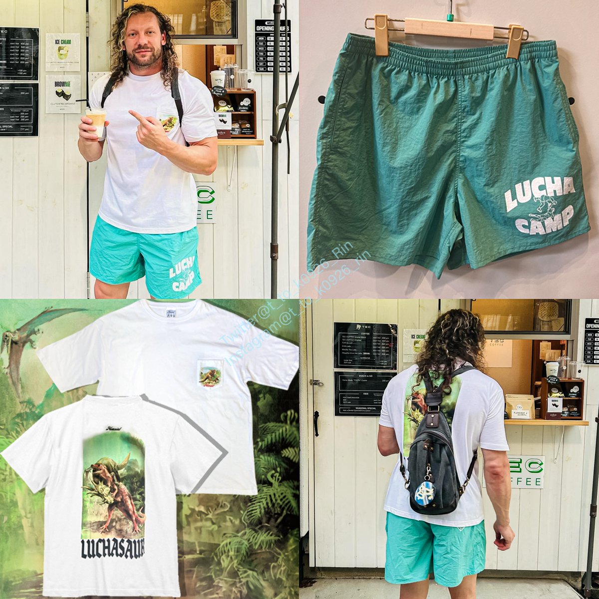 t_to_k0926_Rin's tweet photo. 本日のケニーさんのお召し物備忘録

🌟LUCHA CAMP nylon shorts
🌟LUCHASAUR Tee
🌟MASK COIN PURSE

Everything looks great on you!! 

📸 credit: @haoming_mask
#KennyOmega #AEW #HAOMING https://t.co/mH95iJvnrb