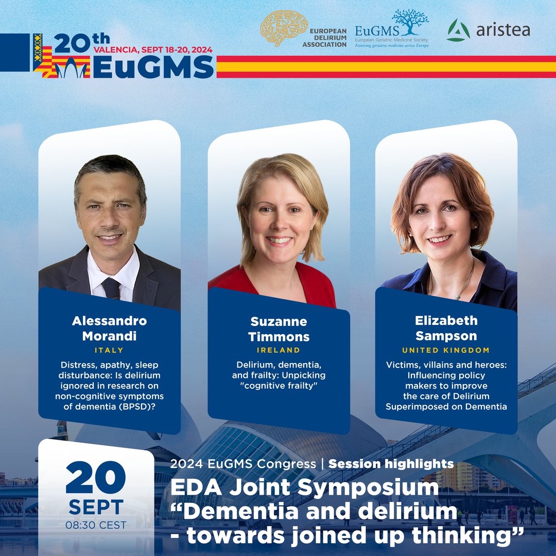 Liz Sampson (@proflizsampson) on Twitter photo Presenting early work from our <a href="/DeNPRU_QM/">NIHR PRU in Dementia and Neurodegeneration QM</a> UK delirium policy project.
EDA Joint Symposium at #EuGMS2024 Congress.
🗓️ September 20th
⌚ 8:30 CEST. Session includes great talks from
🇮🇹
<a href="/AleMorandi78/">Alessandro Morandi</a>
, 🇮🇪
<a href="/SuzanneTimmon18/">Suzanne Timmons</a>
& eugms2024.com Presenting early work from our <a href="/DeNPRU_QM/">NIHR PRU in Dementia and Neurodegeneration QM</a> UK delirium policy project.
EDA Joint Symposium at #EuGMS2024 Congress.
🗓️ September 20th
⌚ 8:30 CEST. Session includes great talks from
🇮🇹
<a href="/AleMorandi78/">Alessandro Morandi</a>
, 🇮🇪
<a href="/SuzanneTimmon18/">Suzanne Timmons</a>
& eugms2024.com
