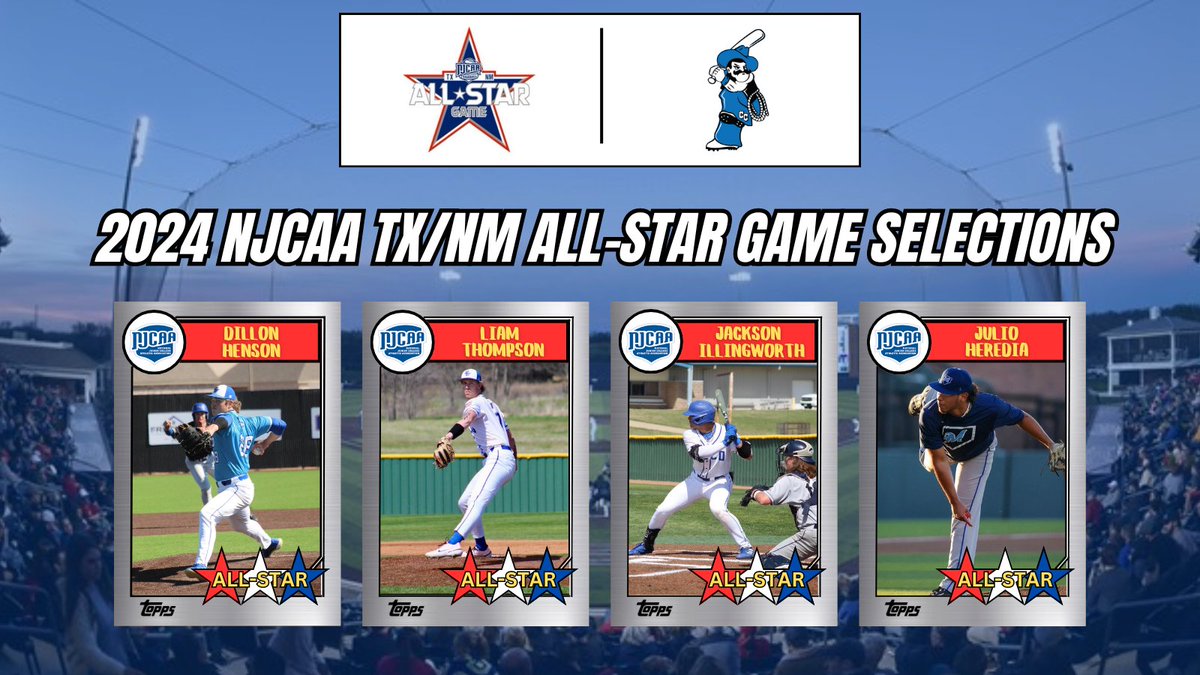 Cisco Baseball (@ciscobaseball1) on Twitter photo Congratulations to our 4 All-Stars that will be representing Cisco this weekend at the 2024 TX/NM Juco All-Star Game‼️
#ScoBoys | <a href="/DillonHenson28/">Dillon Henson</a> <a href="/LiamThompson223/">Liam</a> <a href="/jackson_ill/">Jackson Illingworth</a> Congratulations to our 4 All-Stars that will be representing Cisco this weekend at the 2024 TX/NM Juco All-Star Game‼️
#ScoBoys | <a href="/DillonHenson28/">Dillon Henson</a> <a href="/LiamThompson223/">Liam</a> <a href="/jackson_ill/">Jackson Illingworth</a>