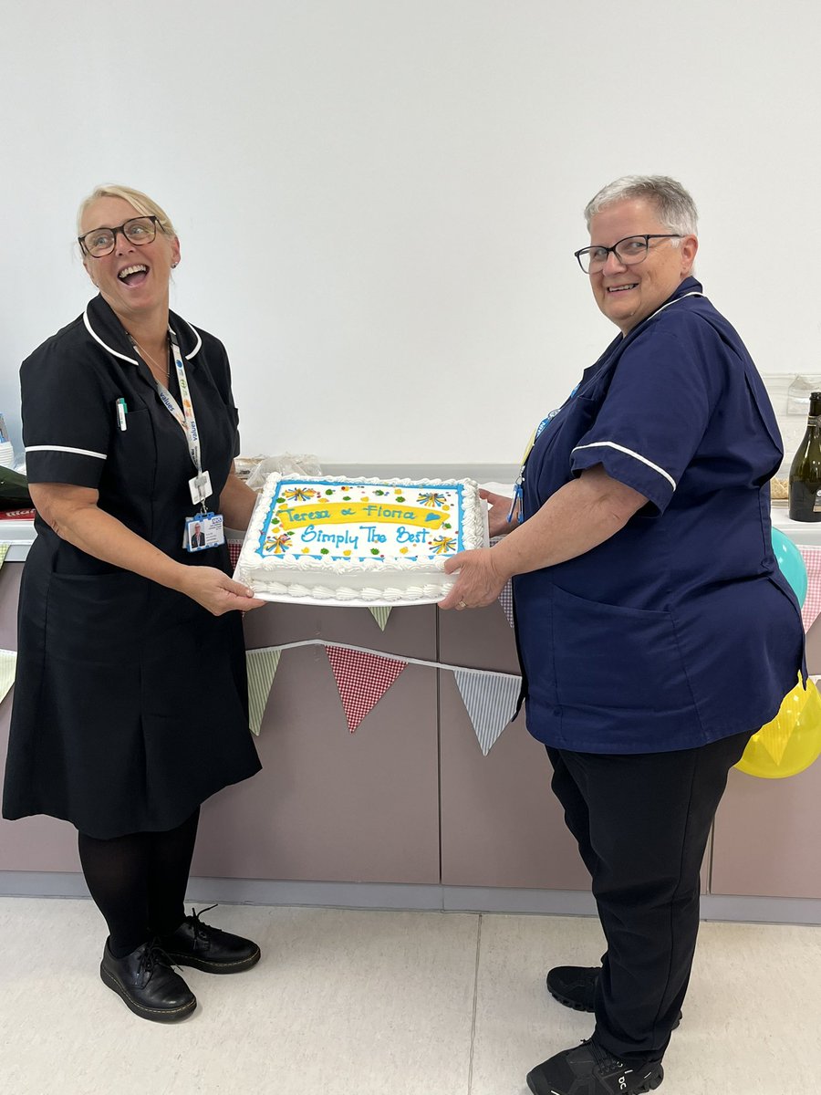 Celebrating Teresa’s &amp; Fiona’s partial retirement from Enfield community Lymphoedema service after 42years in NHS <a href="/NMITCommunity/">North Mid in the Community</a> @NorthMidNHS