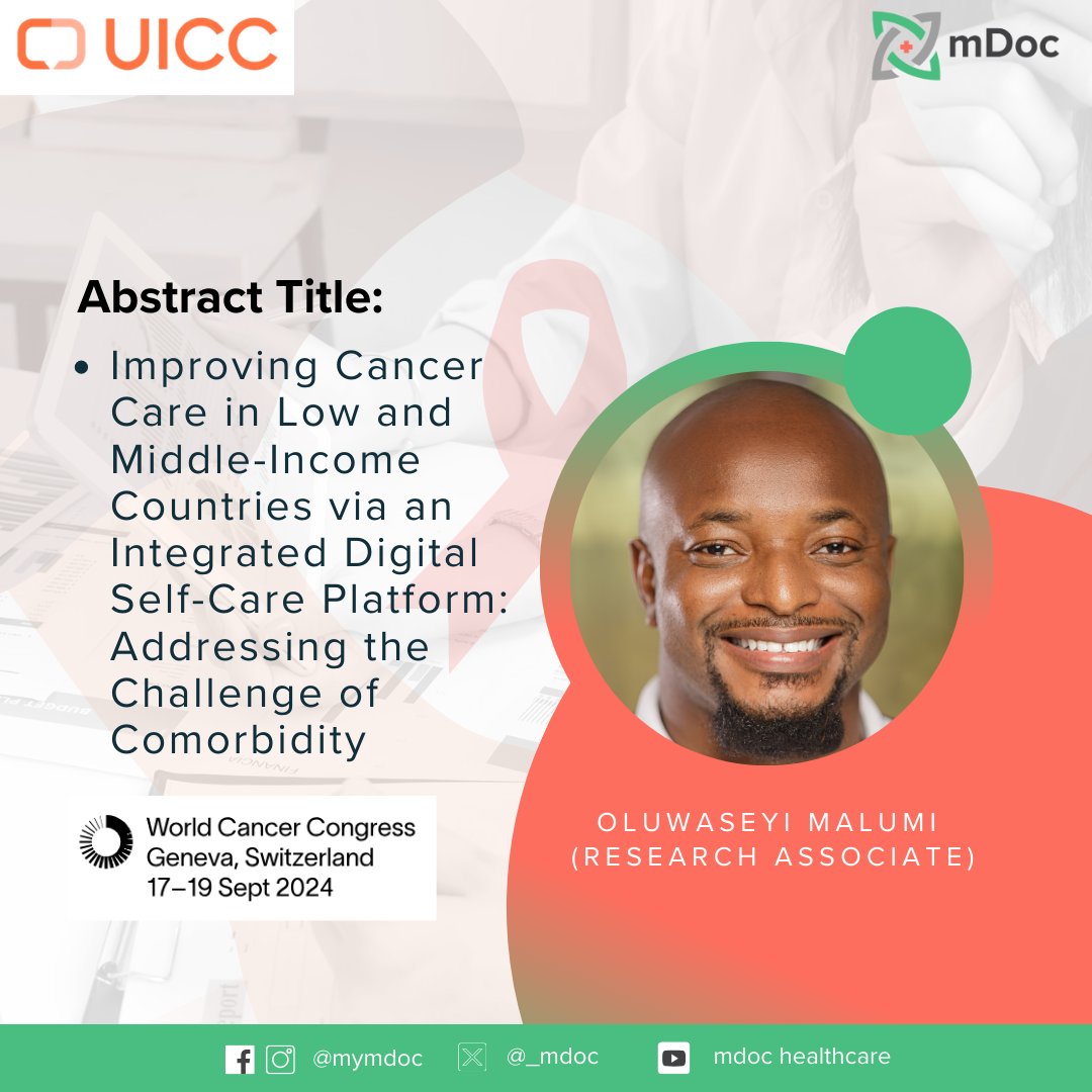 mDoc Healthcare (@_mdoc) on Twitter photo Itβs the final day of an amazing #WCC2024, organized by <a href="/uicc/">Union for International #CancerControl</a> !
Check out our posters in the abstract e-Library, where we showcase how digital and AI are transforming cancer care.
Weβre proud to be part of this global conversation on innovation in cancer care!
#UICC #CancerCare Itβs the final day of an amazing #WCC2024, organized by <a href="/uicc/">Union for International #CancerControl</a> !
Check out our posters in the abstract e-Library, where we showcase how digital and AI are transforming cancer care.
Weβre proud to be part of this global conversation on innovation in cancer care!
#UICC #CancerCare