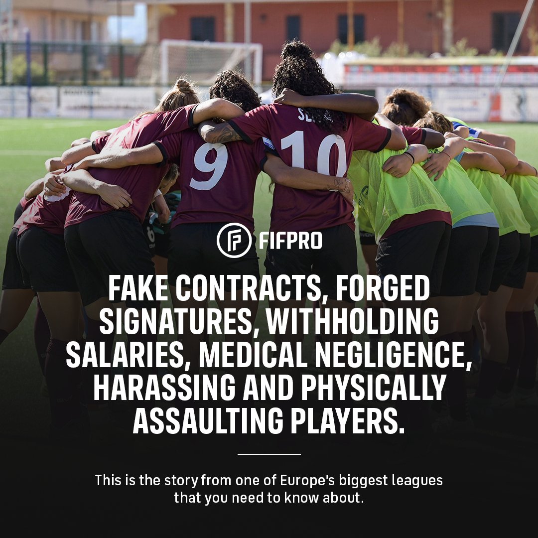 FIFPRO's tweet photo. No player should ever endure this kind of mistreatment.

This is the inside story of a nightmare club, Pomigliano C.F.

A thread 🧵 https://t.co/1SDZb1KQph