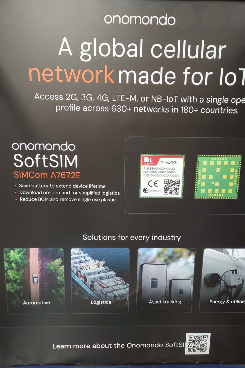 SIMComWireless's tweet photo. Visit us at Booth E128, @SIDO Lyon! Discover joint IoT solutions from SIMCom & @Onomondo, featuring a live demo of SoftSIM on SIMCom’s A7672. Boost efficiency, speed deployment, and extend battery life! #iot #lyon #simcom #sido2024 https://t.co/AAmww3WwSx