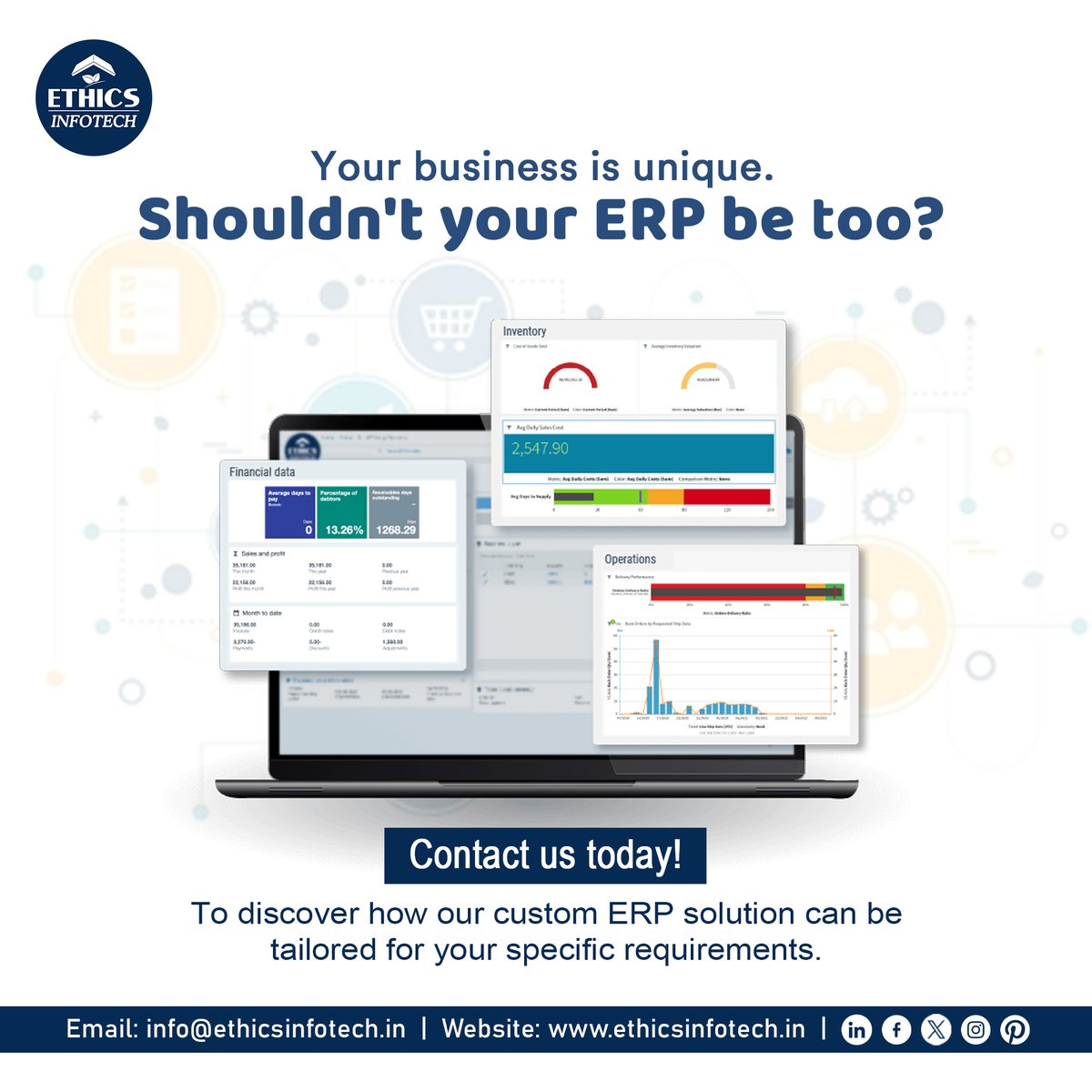 InfotechEthics's tweet image. Stop compromising with one-size-fits-all solutions. Our custom ERP software is tailored to your exact needs, boosting efficiency and driving growth.
To know more, get in touch with us today - ethicsinfotech.in/contact-us.
#customerpsoftware #customerpsoftwaredevelopment