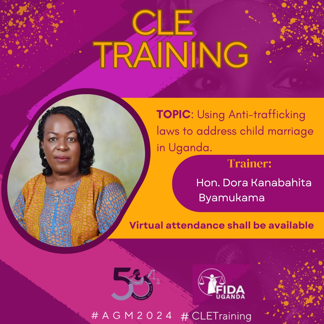 FIDA_Uganda's tweet photo. π’ Incoming
ποΈ: 27th Sept
#VirtualCLETrainingπ»πβοΈ
#FIDAULeaders
Donβt miss out on the opportunity to learn more about using anti-trafficking laws to address child marriage in Uganda. This session will be facilitated by Hon. Dora Kanabahita Byamukama and CLE points are free for all those in attendance. See you there!
#FIDAAt50