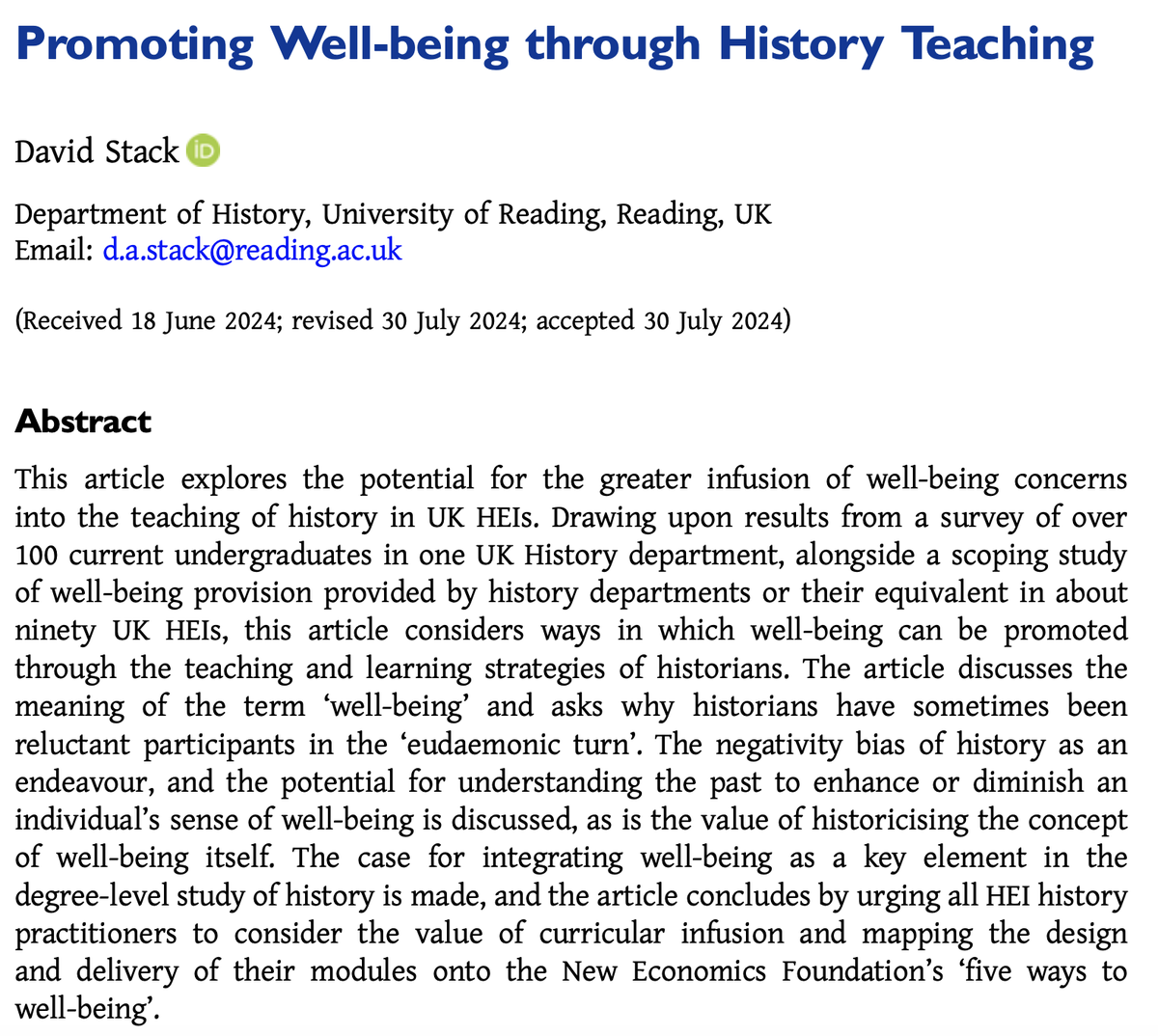Professor Karen Harvey (@kharveyhistory) on Twitter photo As we prepare our History modules for this year, I really welcome this thoughtful article in 'transactions of <a href="/RoyalHistSoc/">Royal Historical Society</a>': connect, be active, keep learning, take notice & give.
tinyurl.com/3njjx3z3 As we prepare our History modules for this year, I really welcome this thoughtful article in 'transactions of <a href="/RoyalHistSoc/">Royal Historical Society</a>': connect, be active, keep learning, take notice & give.
tinyurl.com/3njjx3z3